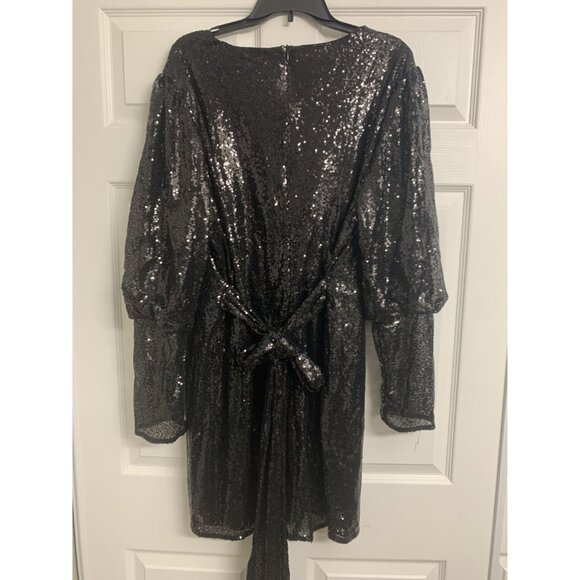 Boohoo Puff Sleeve Sequin Cocktail Mini Dress Size 20 - Picture 3 of 9